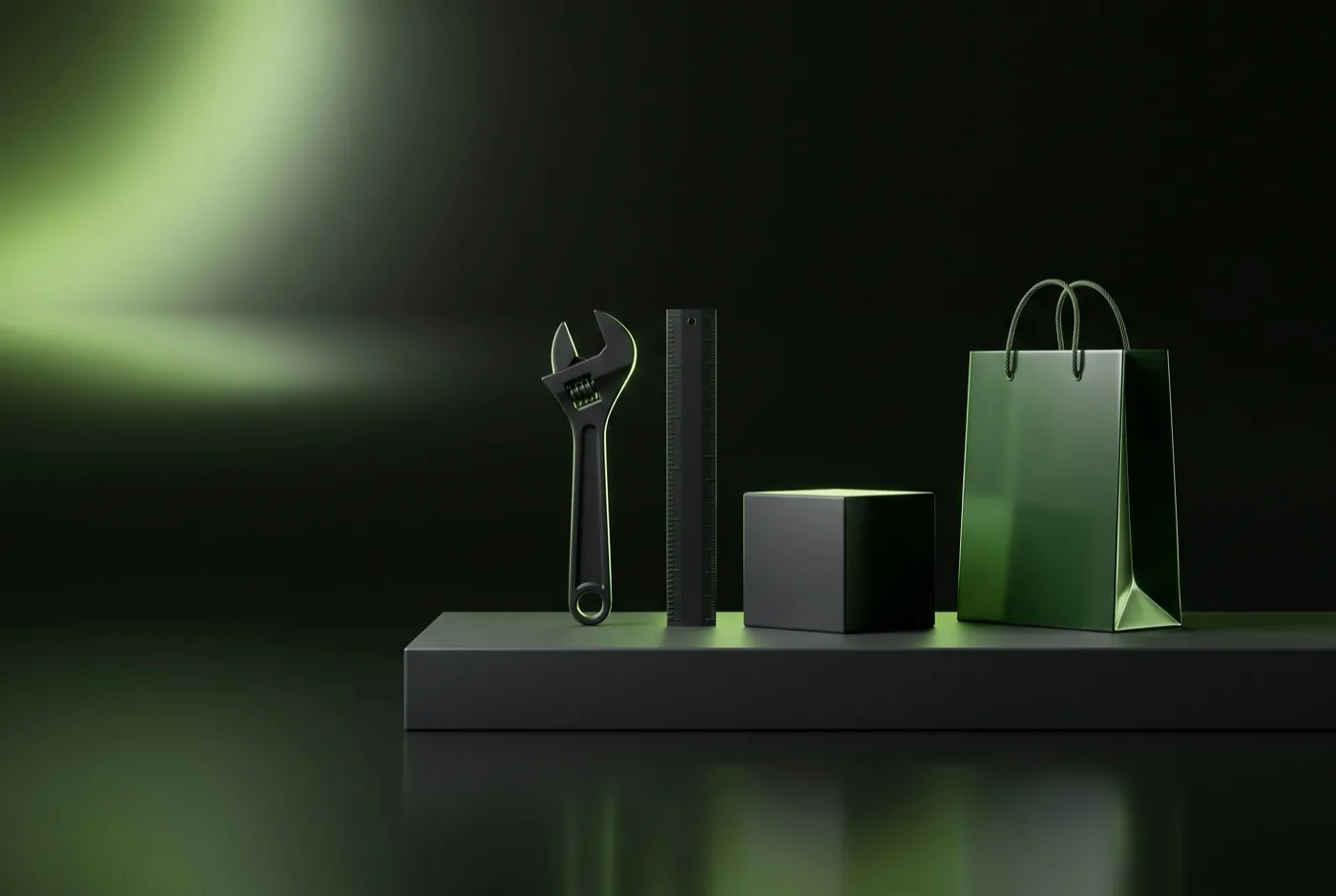 Laptop, notebook and tools on a desk, the Shopify services workbench