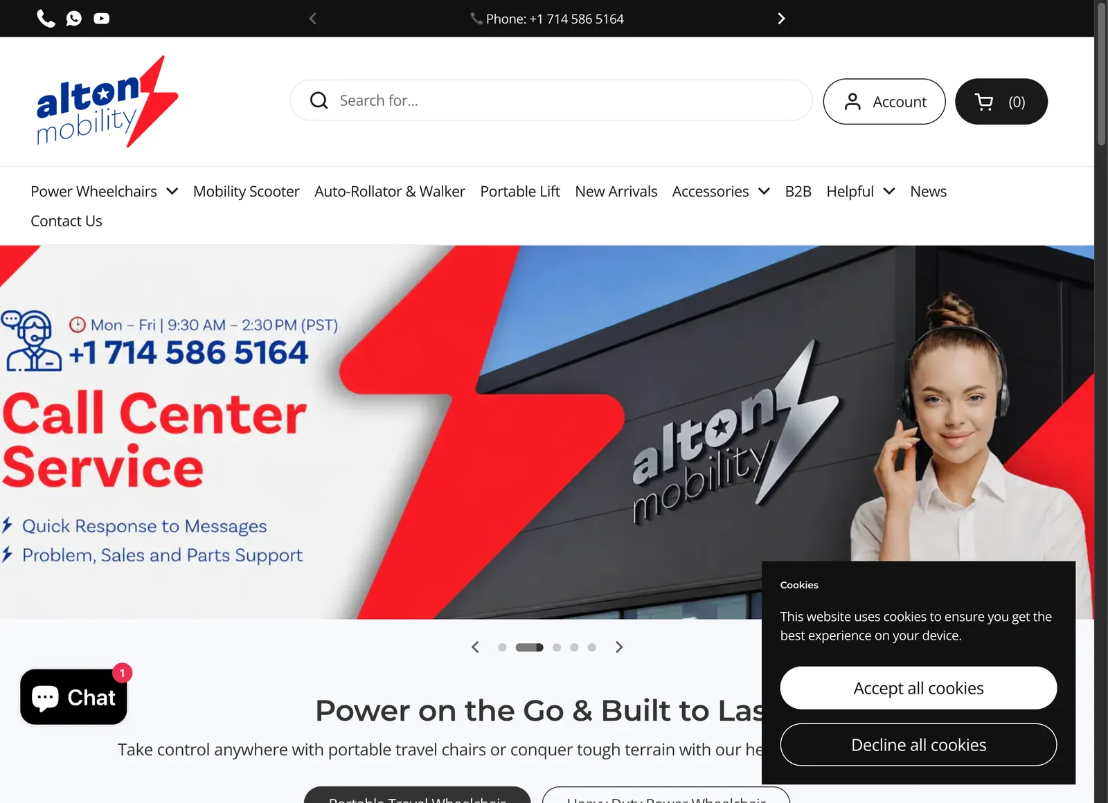 Alton Mobility storefront, desktop view