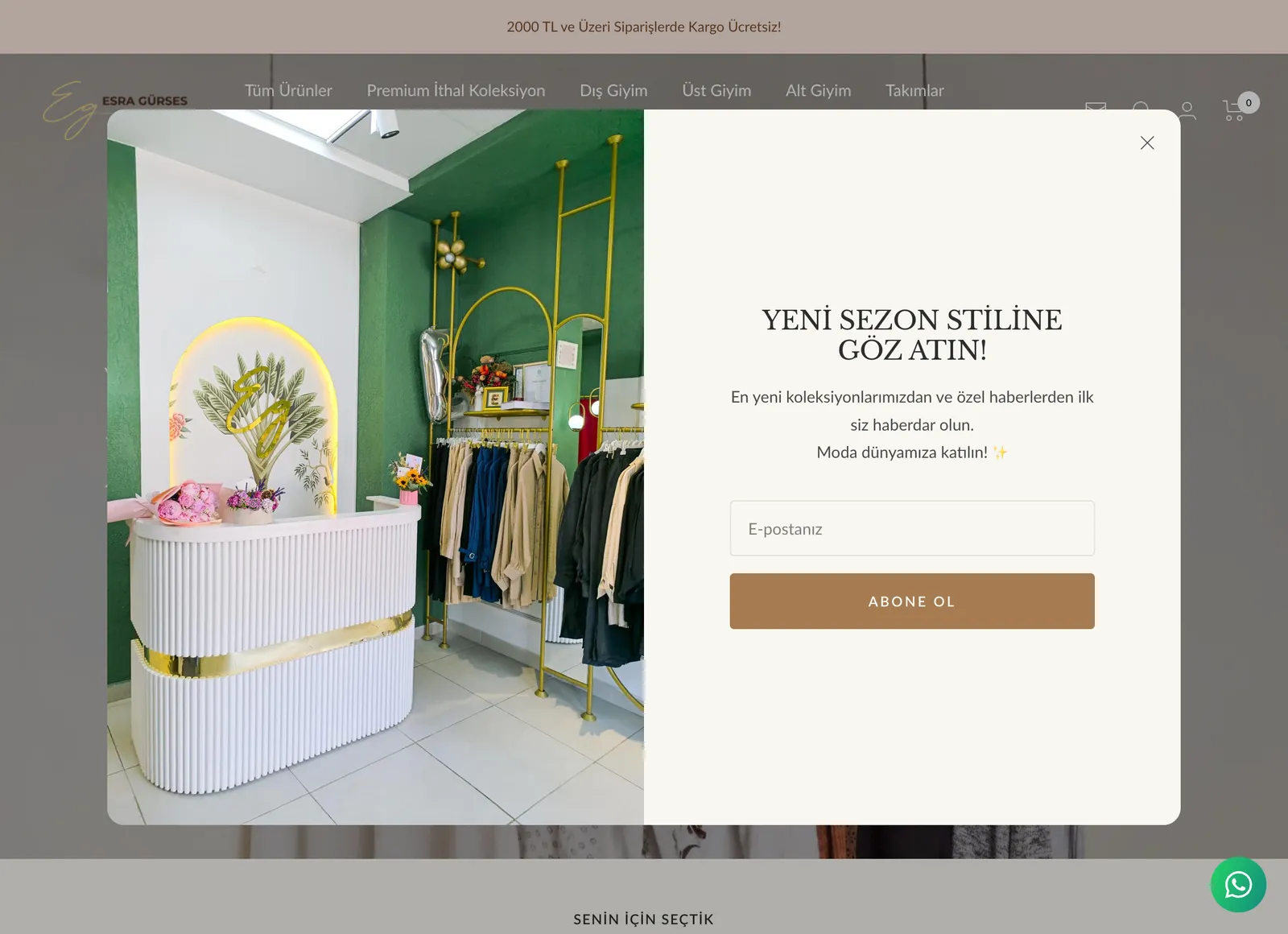 Esra Gurses Boutique storefront, desktop view