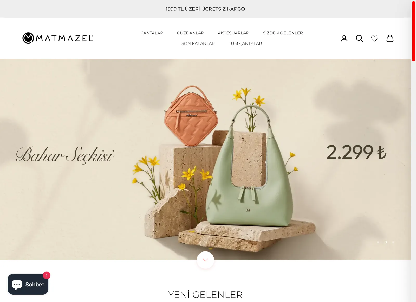Matmazel storefront, desktop view