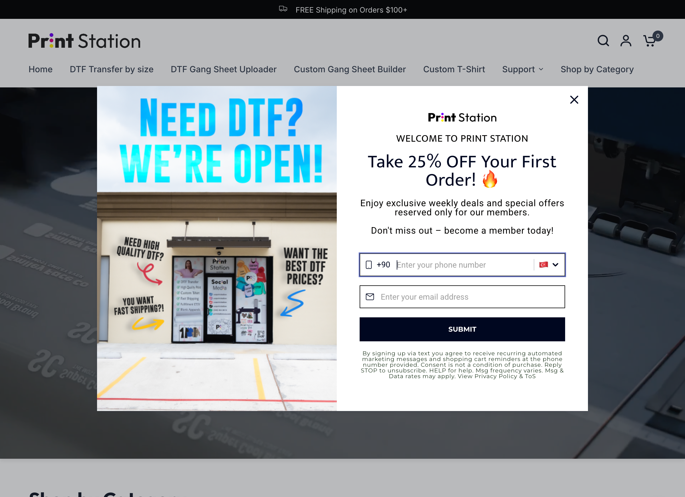 Print Station USA storefront, desktop view