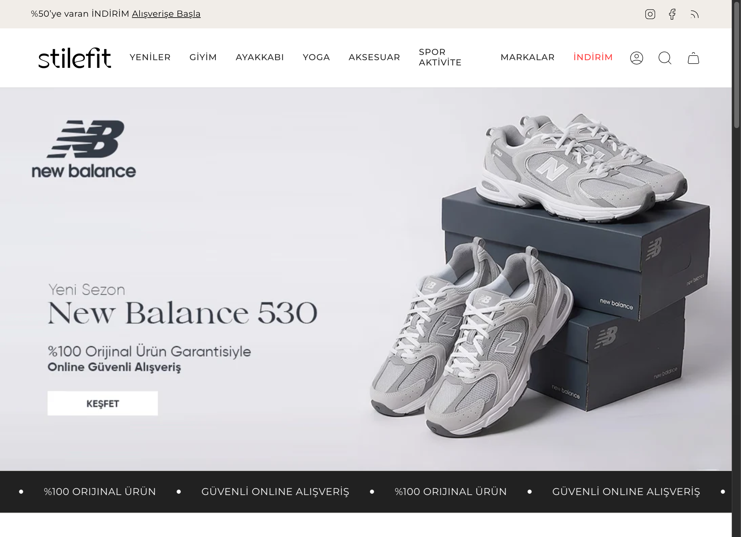 Stilefit storefront, desktop view
